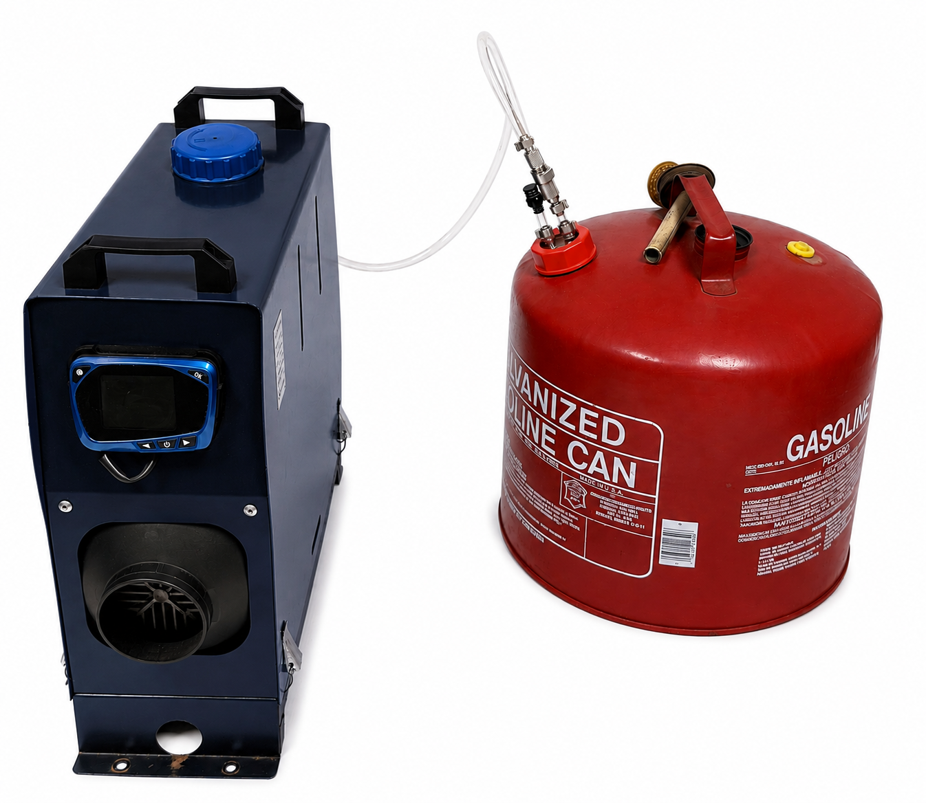 Metal Round Gas Can  Extended Runtime Kit Diesel Heater - Quick Connect